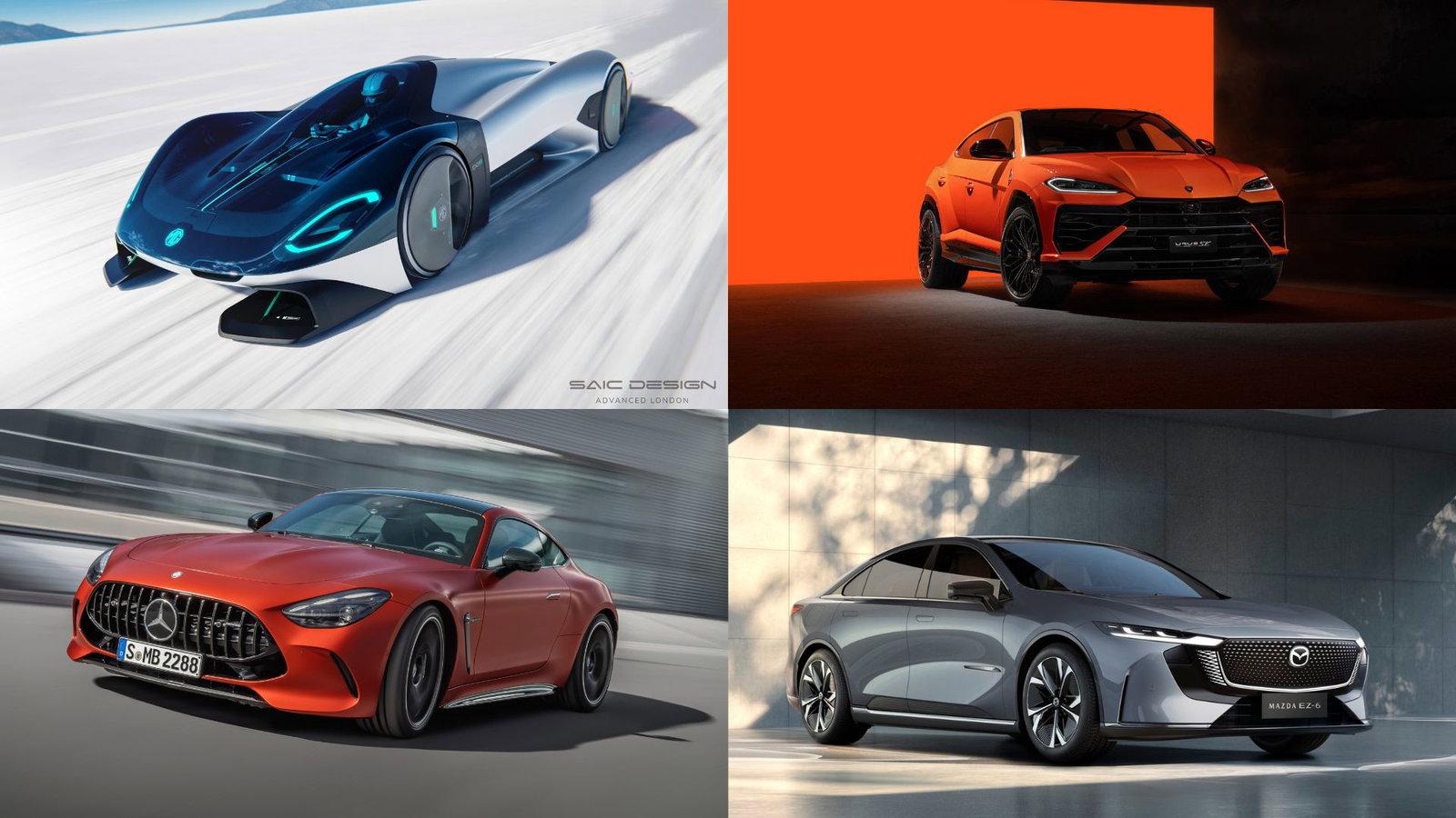 MG EXE181, Lamborghini Urus SE, Mazda EZ-6, Mercedes-AMG GT 63 Hybrid
